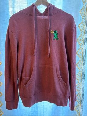 Unique Maroon Hoodie Sweater with Godzilla Design